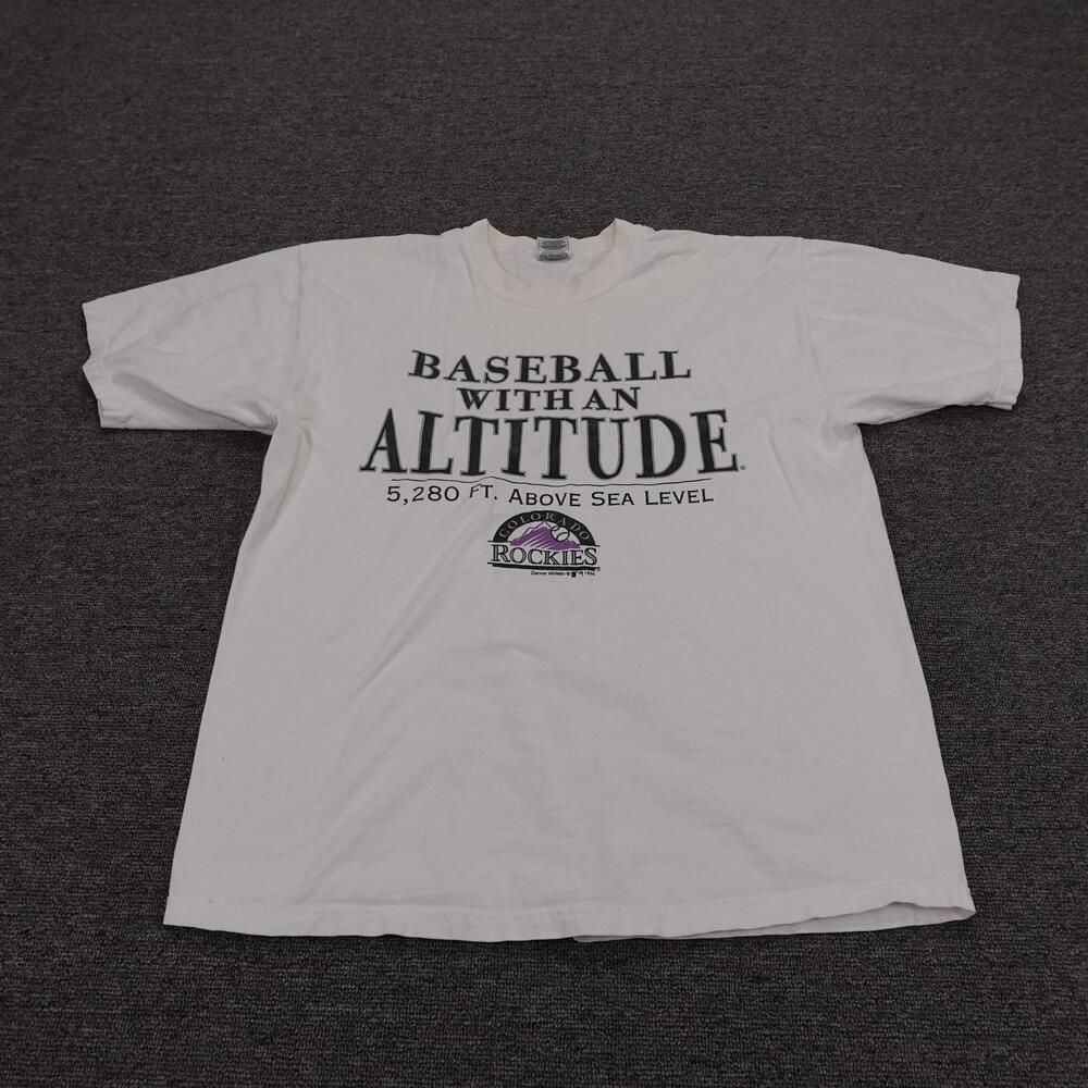 Vintage Colorado Rockies Shirt Mens Large White MLB Baseball Altitude Tee 90s